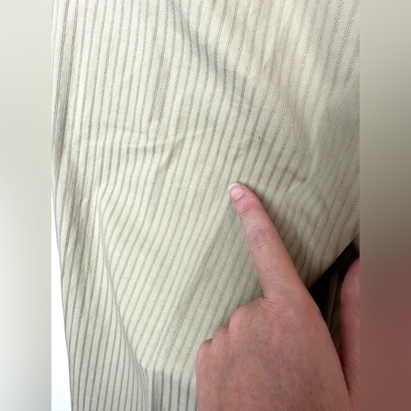 THEORY Spencer Dress Pants Trousers Odyssey Fabric Tan Khaki Beige Striped Flare - Picture 6 of 12